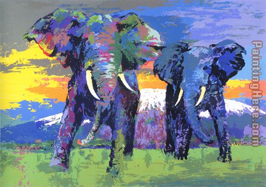 Kilimanjaro Bulls painting - Leroy Neiman Kilimanjaro Bulls art painting